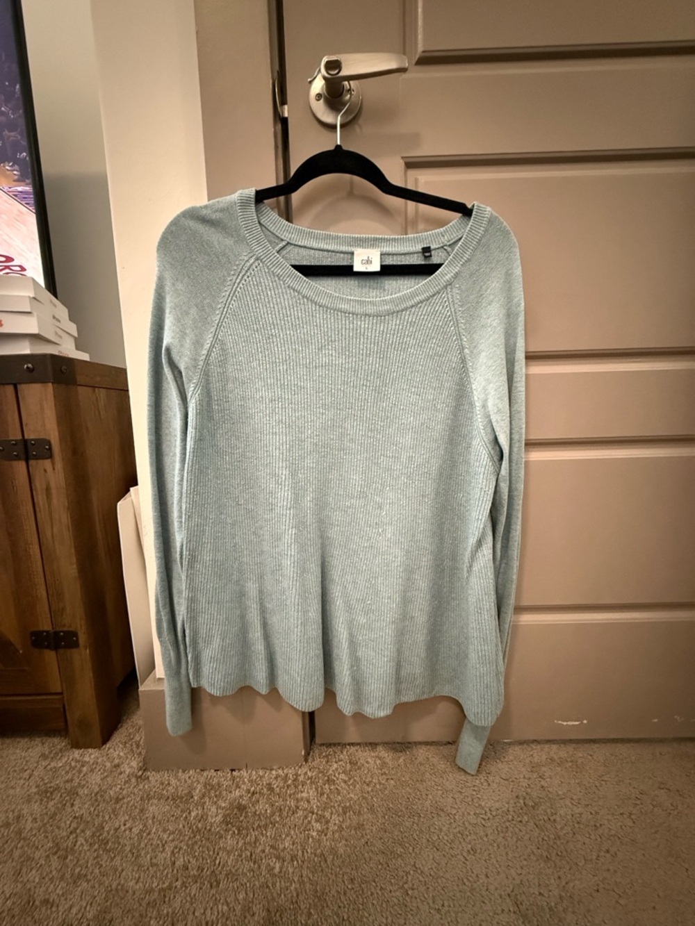 CAbi Light Blue Ribbed Knit Pullover